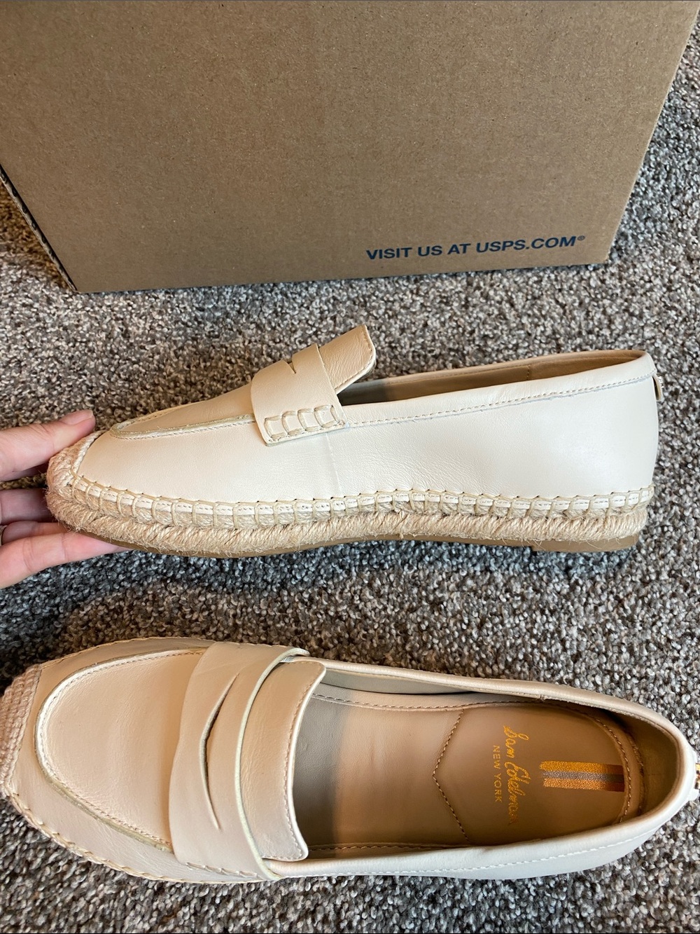 Sam Edelman Cream Leather Espadrille Loafers - Picture 4 of 10